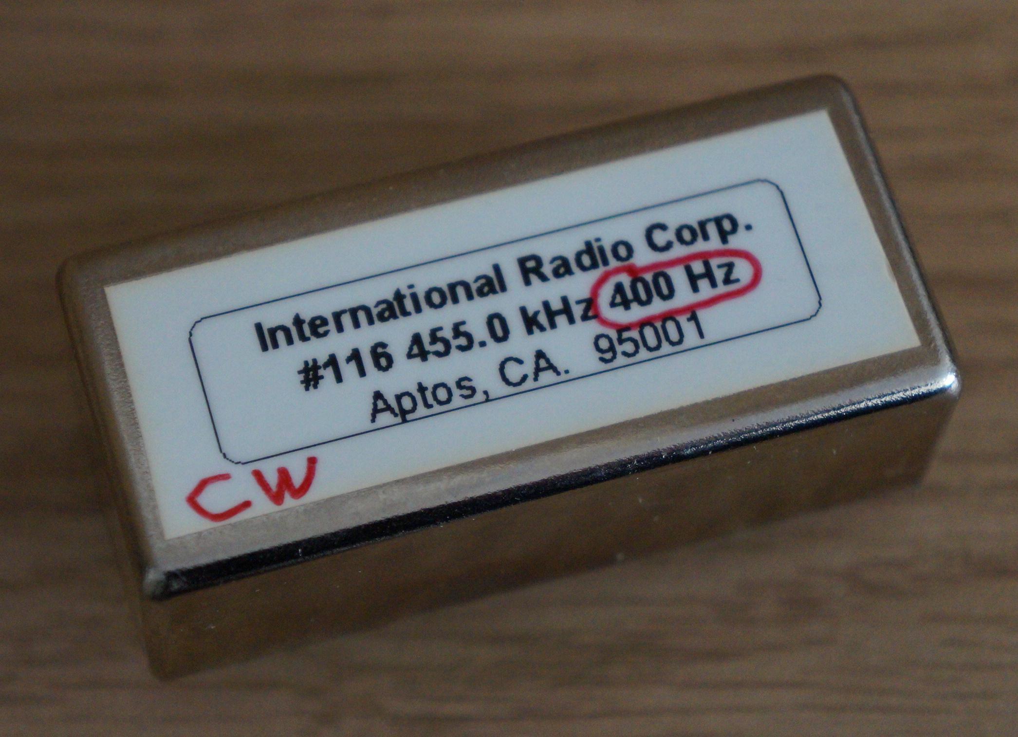 Inrad 116 400hz CW Filter